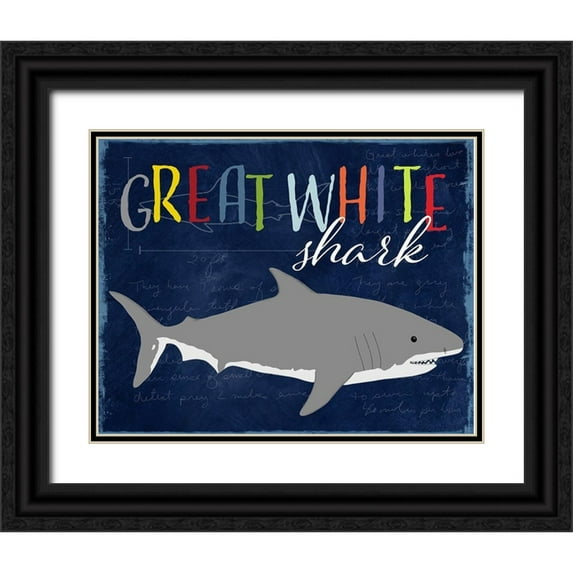 Santiago, Daniela 24x20 Black Ornate Wood Framed with Double Matting Museum Art Print Titled - Great White Shark