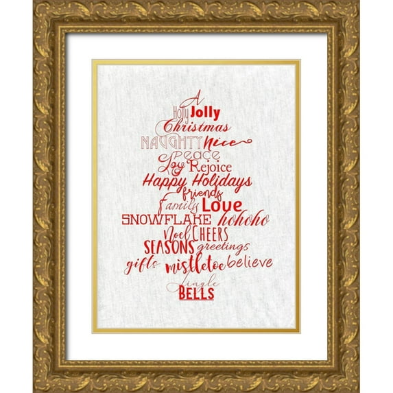 Santiago, Daniela 25x32 Gold Ornate Wood Framed with Double Matting Museum Art Print Titled - Christmas Type Trees