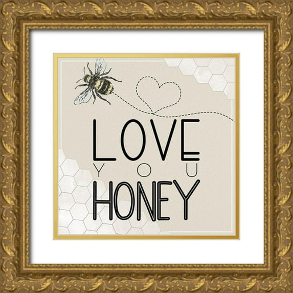 Santiago, Daniela 26x26 Gold Ornate Wood Framed with Double Matting Museum Art Print Titled - Love You Honey