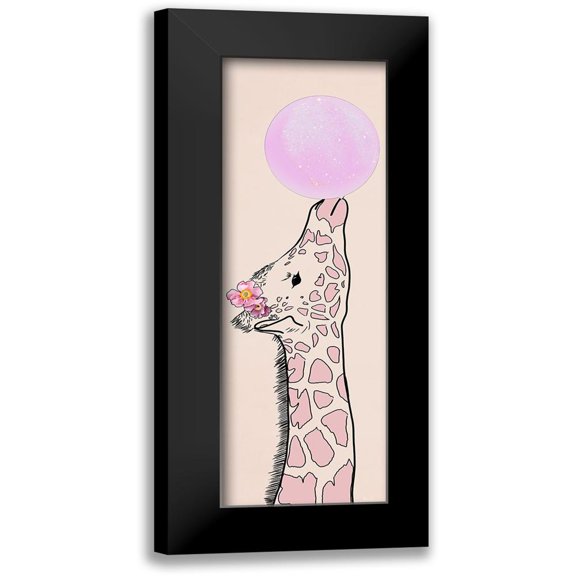 Santiago, Daniela 7x14 Black Modern Framed Museum Art Print Titled - Bubblegum Giraffe I