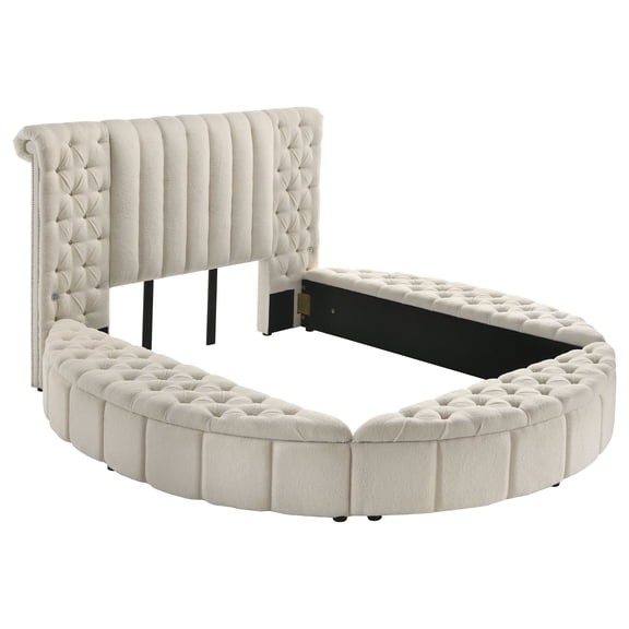 Santiago Ivory Upholstered Queen Round Storage Bed