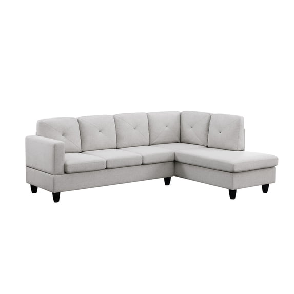 Santiago Light Gray Linen Fabric Sectional Sofa with Right Facing Chaise
