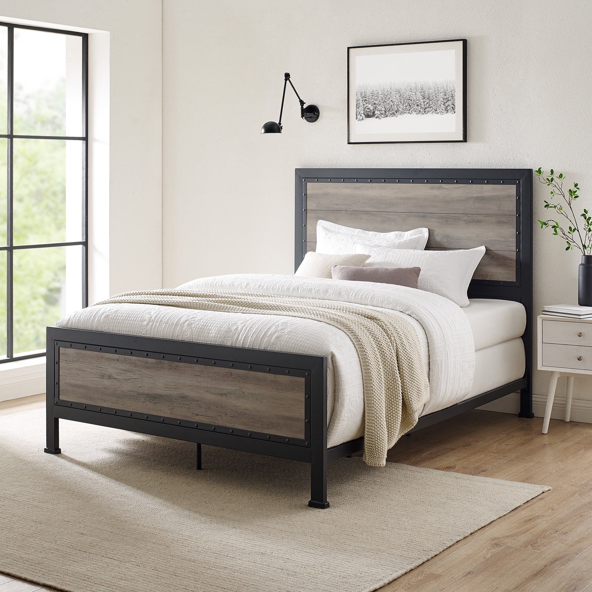 Grey wash bed frame discount