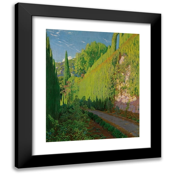 Santiago Rusiñol 12x14 Black Modern Framed Museum Art Print Titled - Jardin De Sa Coma. Valdemosa (Garden of Sa Como, Valdemosa)