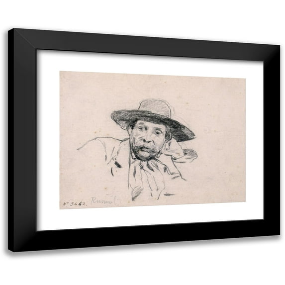 Santiago Rusiñol 14x11 Black Modern Framed Museum Art Print Titled - Study of a Male Head (1880-1885)