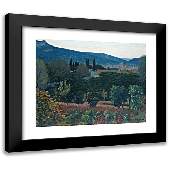 Santiago RusiƱol 14x12 Black Modern Framed Museum Art Print Titled - El Valle, Soller (View Over Soller)