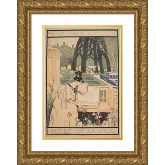 Santiago Rusiñol 14x18 Gold Ornate Wood Frame and Double Matted Museum Art Print Titled - Life Sheets (1898)