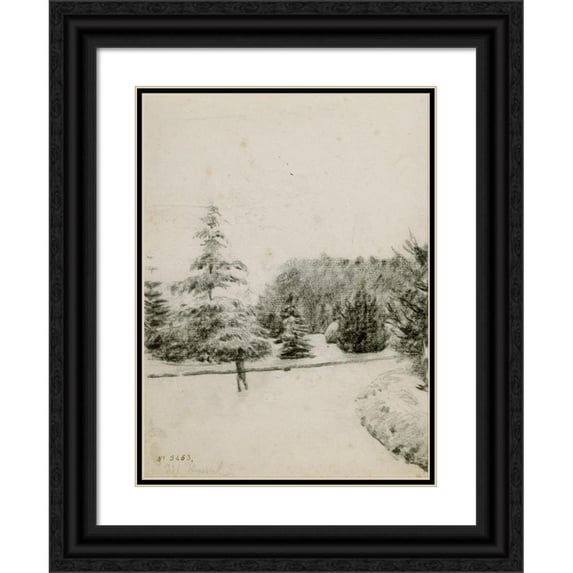 Santiago Rusiñol 19x24 Black Ornate Framed Double Matted Museum Art Print Titled: Study of a Garden (circa 1891)