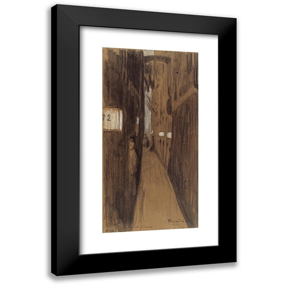 Santiago Rusiñol 9x14 Black Modern Framed Museum Art Print Titled - Alley in Genoa (1894)