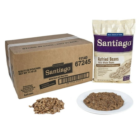Santiago Whole Refried Beans - 29.77 oz. pouch, 6 pouches per case