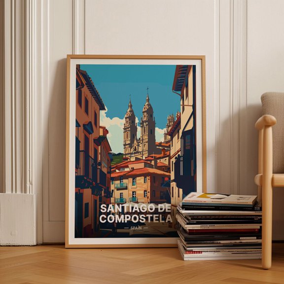 Santiago de Compostela Spain Travel Poster Spanish Cityscape Art C20763
