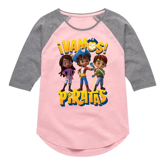 Santiago of The Sea - Vamos Piratas - Toddler And Youth Girls Raglan Graphic T-Shirt