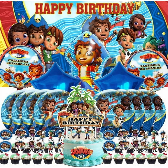 Santiago of the sea Party Supplies Plates Decorations Birthday Cake Topper Banner Decor Backdrop Balloons