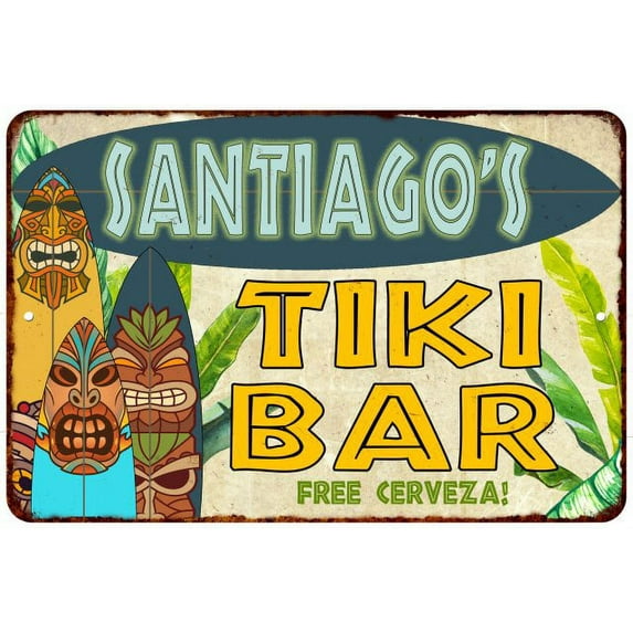 Santiago's TIKI BAR Island Sign Metal Wall Decor 16 x 24 Matte Finish Metal 116240058432