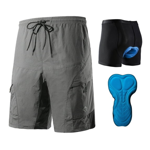 Santic Men's 3D Padded Mountain Bike Shorts Lightweight Cycling MTB Shorts Gray 2XL