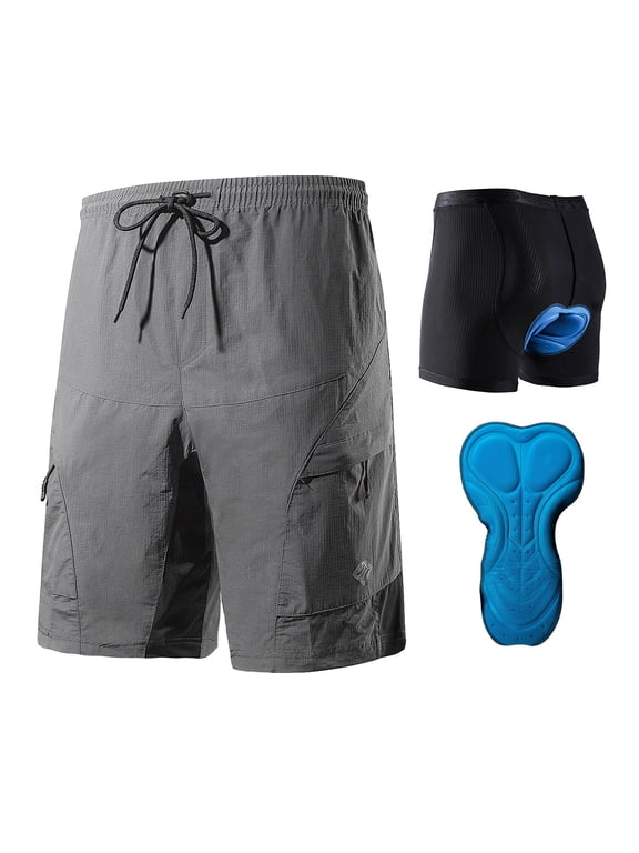 Men's 3D Padded Mountain Bike Shorts Lightweight Cycling MTB Shorts Gray XL