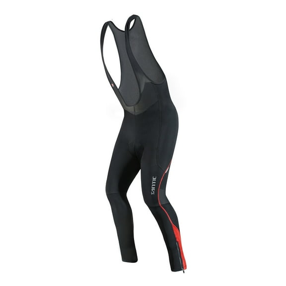 Santic Men's Cycling Bib Pants Bike Pants 3D Padded cycling Bibs Tights with pockets Red