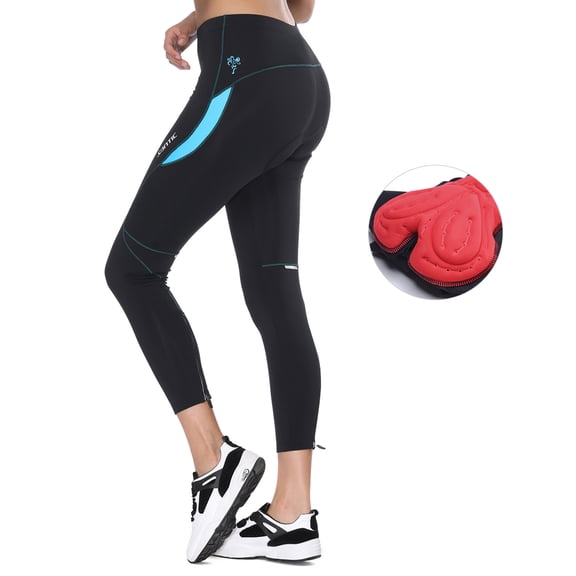 Santic Women's Bike Pants Cycling Tights Padded Bicycle Long Trousers Bike Tights Blue 2XL