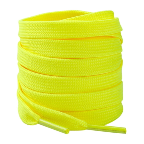 Santimon 2 Pairs Classic Flat Shoelace Replacement Shoe Strings for Sneakers/ Athletic Shoes/ Canvas Shoes/ Boots 39" Neon Yellow