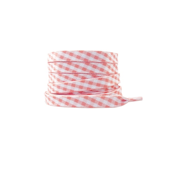 Santimon 2 Pairs Classic Square Flat Shoelaces Chessboard Pattern Shoe Strings 63" Light Pink