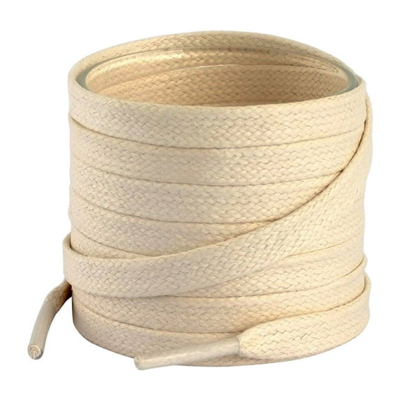 Santimon 2 Pairs Classic Waxed Flat Shoelace for Boots/ Sneakers/ Sport Shoes 27" Beige