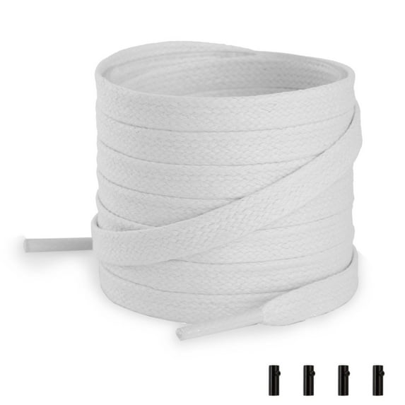 Santimon 2 Pairs Classic Waxed Flat Shoelace for Boots/ Sneakers/ Sport Shoes 39" White