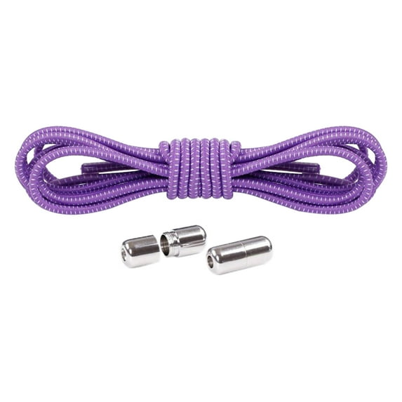 Santimon 2 Pairs Smart Buckle Shoelace Metal Lock No Tie Elastic Round Shoes Laces 39" Purple