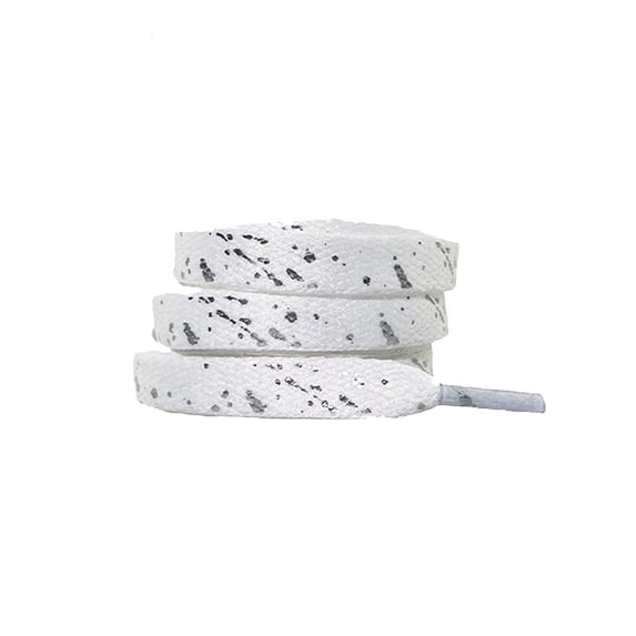 Santimon 2 Pairs Splash-ink Pattern Shoelace Flat Shoelace for Sneaker Casual Shoes Athletic Shoes Boots 63" White Silver
