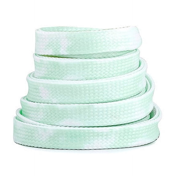 Santimon 2 Pairs Tie Dye Flat Shoelace Colorful Unique Stylish Shoes Laces 55" Mint Green
