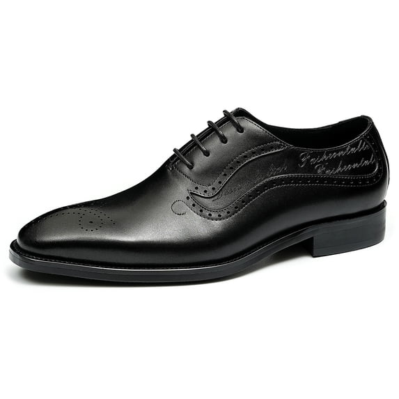 Santimon Black Dress Shoes for Men Brogue Lace up Oxford Shoes Business Formal Shoes for Wedding Party US 5.5