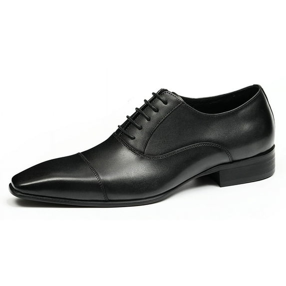 Santimon Black Dress Shoes for Men Cap Toe Classic Lace up Formal Shoes Modern Oxford Shoes for Wedding Meeting US 7