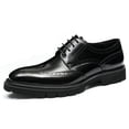 thumbnail image 1 of Santimon Black Dress Shoes for Men Classic Brogue Lace up Oxford Shoes with Thick Sole for Wedding Party US 9, 1 of 8