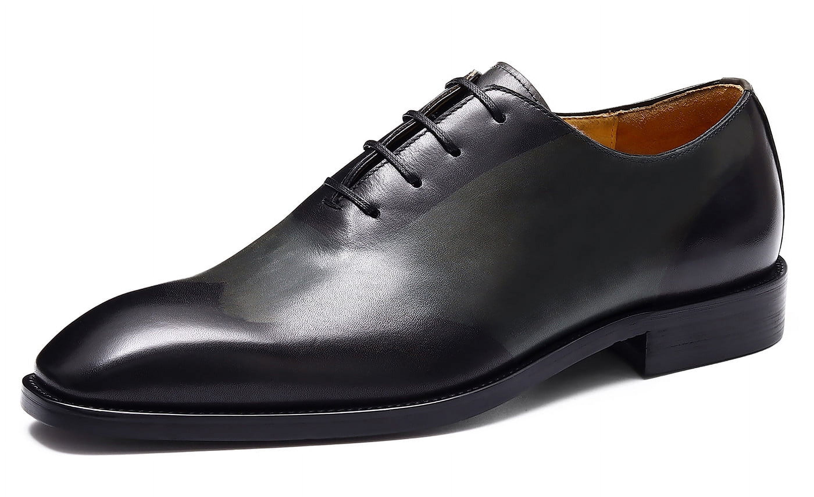Santimon Black Grey Dress Shoes for Men Modern Lace up Oxford Shoes Party Wedding Formal Shoes US 7.5