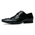 thumbnail image 1 of Santimon Black Lace-up Dress Shoes for Men Crocodile Grain Timeless Oxford Shoes Premium Derby Shoes US 9, 1 of 8