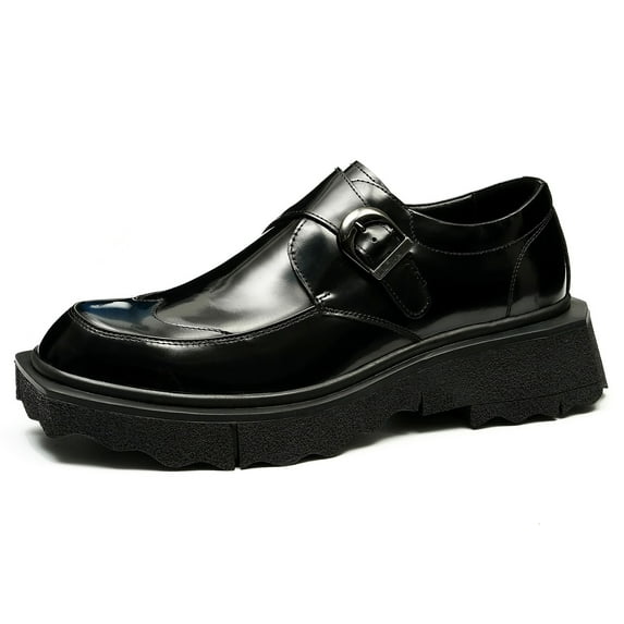 Santimon Black Loafers for Men Classic Wedding Dress Shoes Tuxedo Slip on Loafers Buckle Casual Shoes US 7