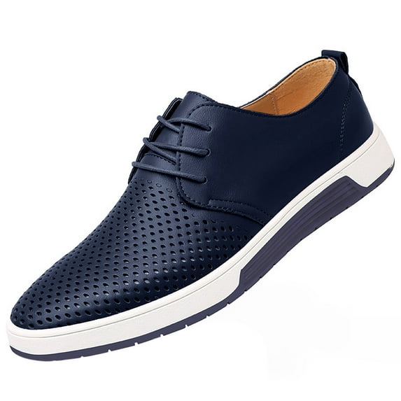Santimon Breathable Leather Shoes Men Casual Shoes Non-Slip Sneakers Blue 11 US