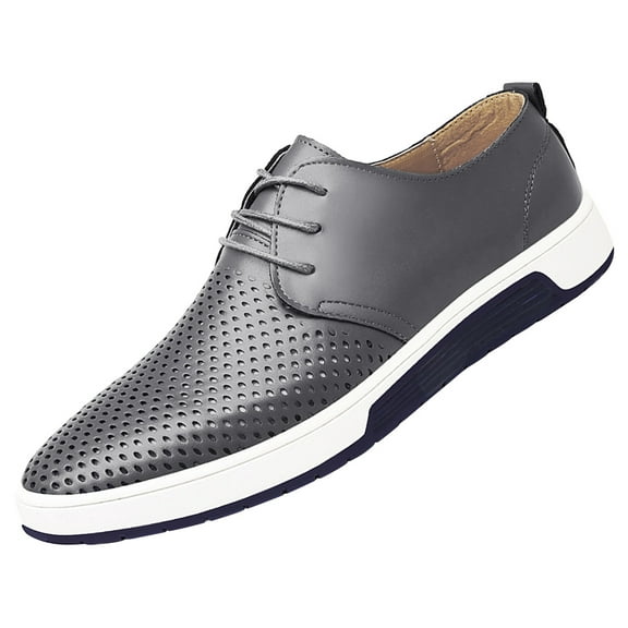 Santimon Breathable Leather Shoes Men Casual Shoes Non-Slip Sneakers Grey 12.5 US