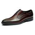 thumbnail image 1 of Santimon Coffee Dress Shoes for Men Brogue Lace up Oxford Shoes Business Formal Shoes for Wedding Party US 12, 1 of 8