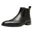 thumbnail image 1 of Santimon Genuine Leather Chelsea Boots Casual Ankle Boots Classic Men Oxford Boots Black 9 US, 1 of 8