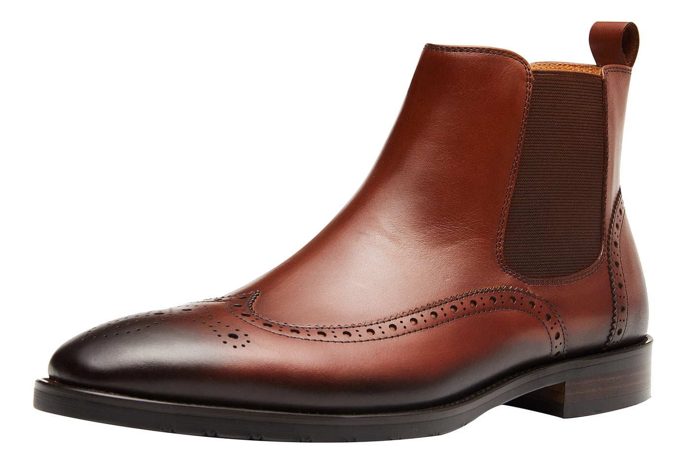 Santimon Genuine Leather Chelsea Boots Casual Ankle Boots Classic Men Oxford Boots Brown 10.5 US