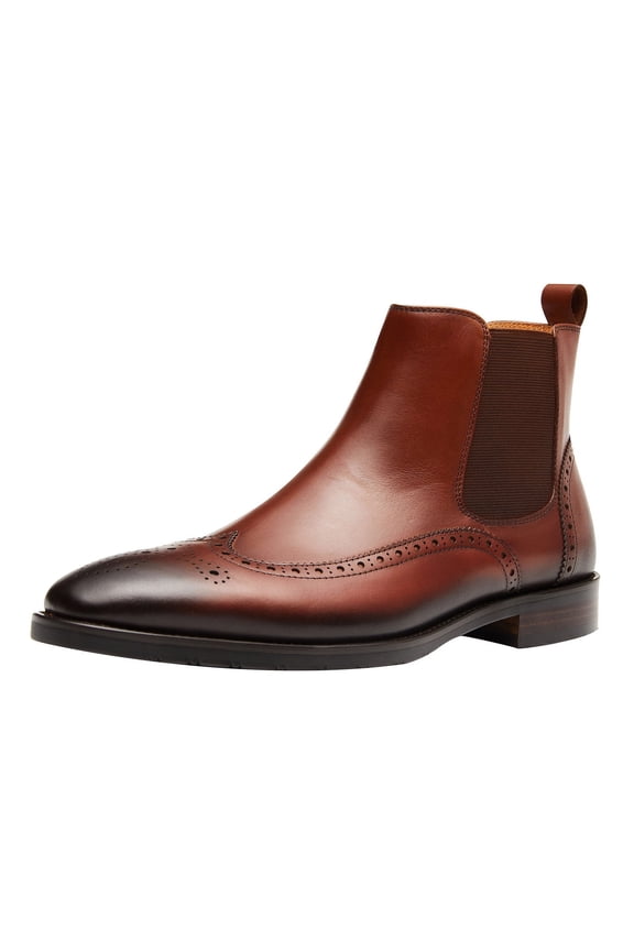 Genuine Leather Chelsea Boots Casual Ankle Boots Classic Men Oxford Boots Brown 12 US