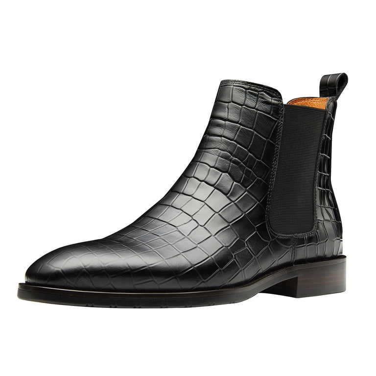 Santimon Genuine Leather Men Chelsea Boots Crocodile Pattern  display picture 2