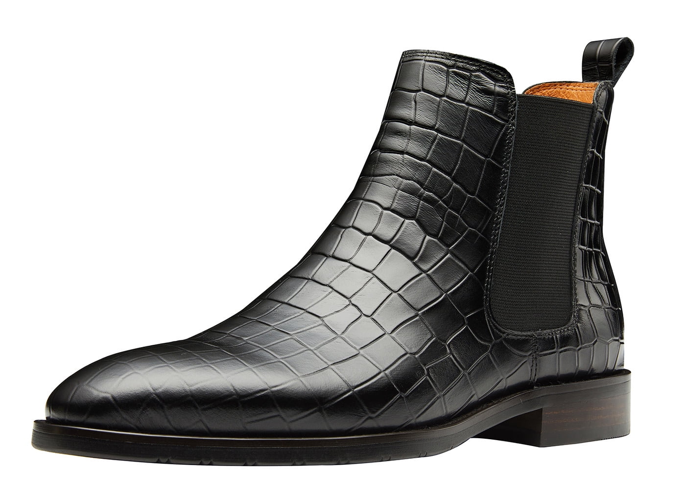 Santimon Genuine Leather Men Chelsea Boots Crocodile Pattern Ankle ...
