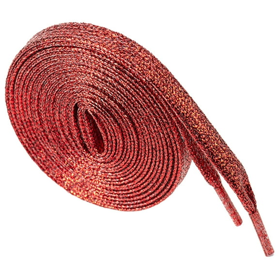 Santimon Glitter Sequin Shoelace Stylish Flat Shoe Lace For Sneakers/ Board Shoes/ Boots/ Canvas Sneakers 31" Red