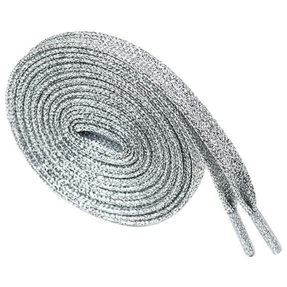 Santimon Glitter Sequin Shoelace Stylish Flat Shoe Lace For Sneakers/ Board Shoes/ Boots/ Canvas Sneakers 39" Silver