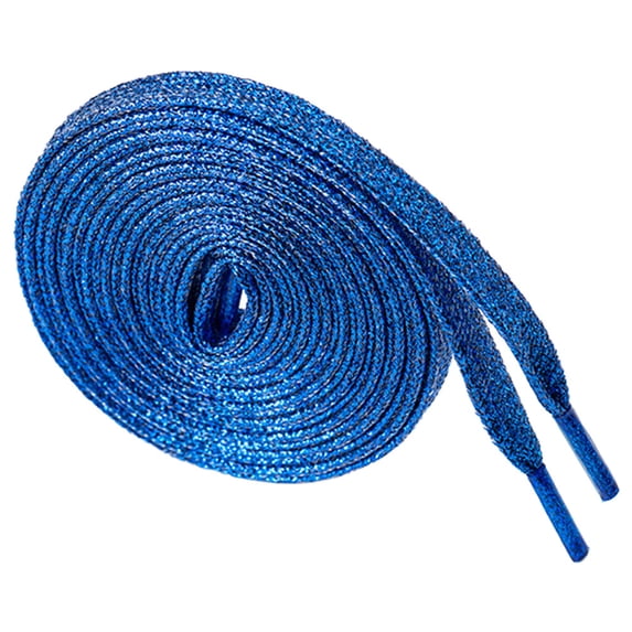 Santimon Glitter Sequin Shoelace Stylish Flat Shoe Lace For Sneakers/ Board Shoes/ Boots/ Canvas Sneakers 47" Blue