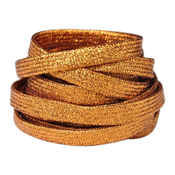 Santimon Glitter Sequin Shoelace Stylish Flat Shoe Lace For Sneakers/ Board Shoes/ Boots/ Canvas Sneakers 47" Orange Gold