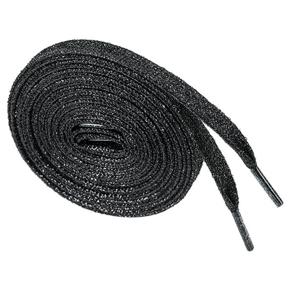 Santimon Glitter Sequin Shoelace Stylish Flat Shoe Lace For Sneakers/ Board Shoes/ Boots/ Canvas Sneakers 63" Black
