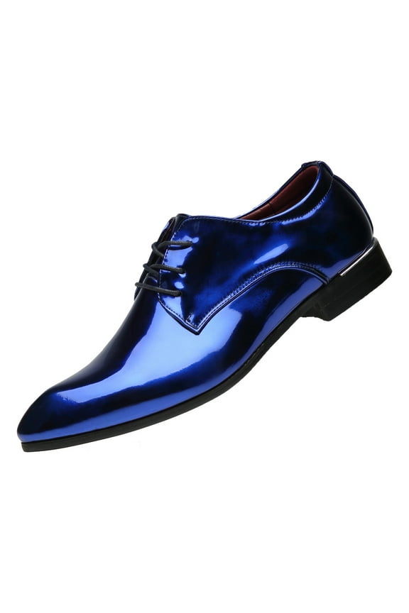 Men Blue Oxford Shoes Pointed Toe Dress Shoes Classic Formal Business Shoes 12.5 US