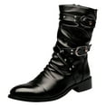 thumbnail image 1 of Santimon Men Boots Fashionable Motorcycle Boots Rivet Buckle Casual Boots Intersect Black US 7, 1 of 7